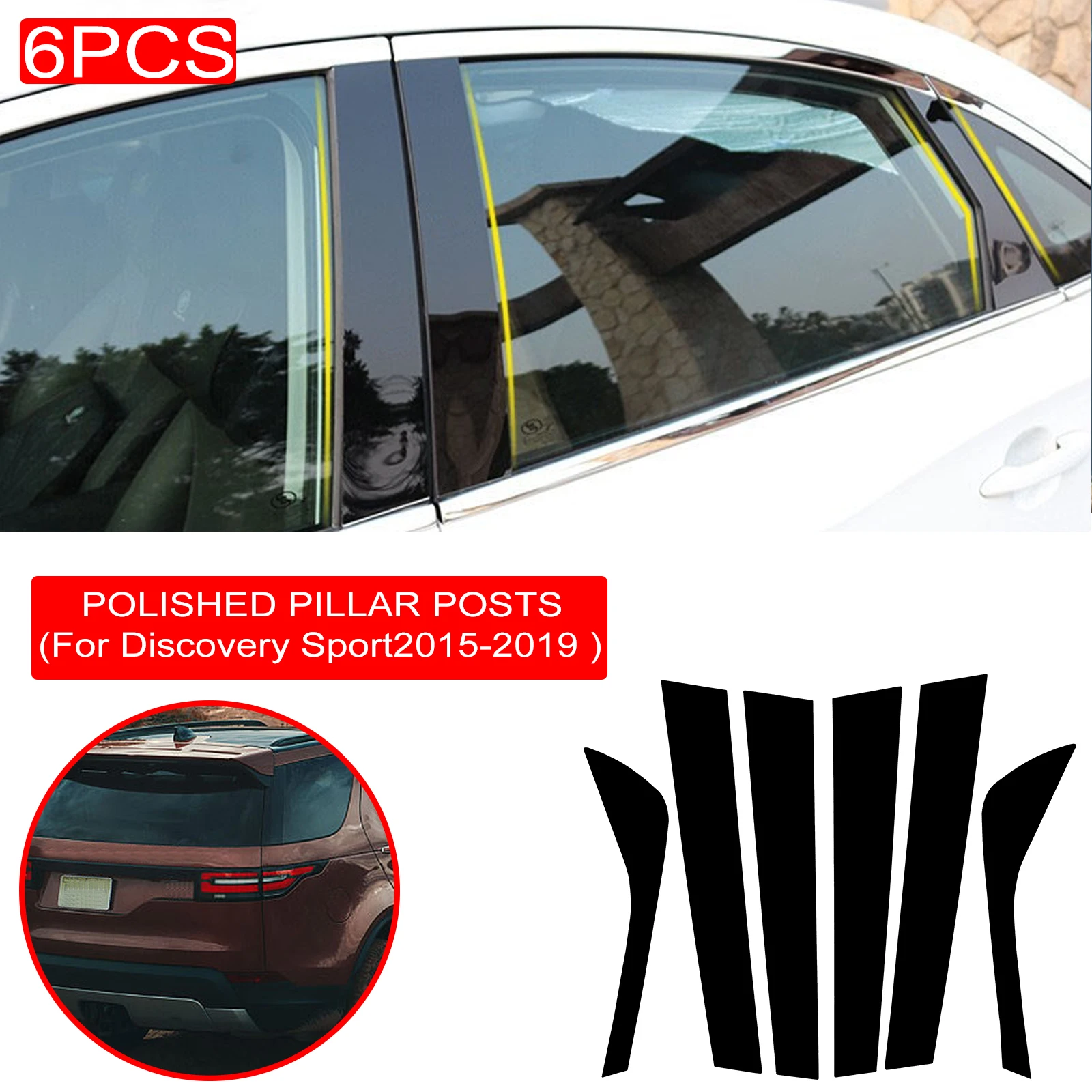 

For Land Rover Discovery Sport 2015-2019 Car Window Trim Cover BC Column Sticker Accessories Polished Pillar Posts