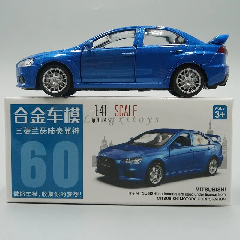 Modèle de voiture en métal moulé sous pression 1:41, réplique Miniature Lancer Evolution, jouet à retirer, cadeaux pour enfants