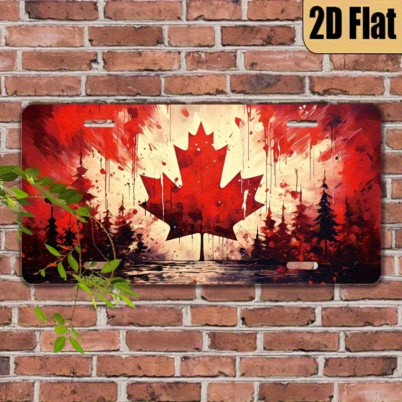 2D Flat, 1 Canadian Maple Leaf Metal Sign - 15.24x30.48 cm Patriotic Wall Decor, Polished Surface, Durable 2D Graphic Art, Ideal