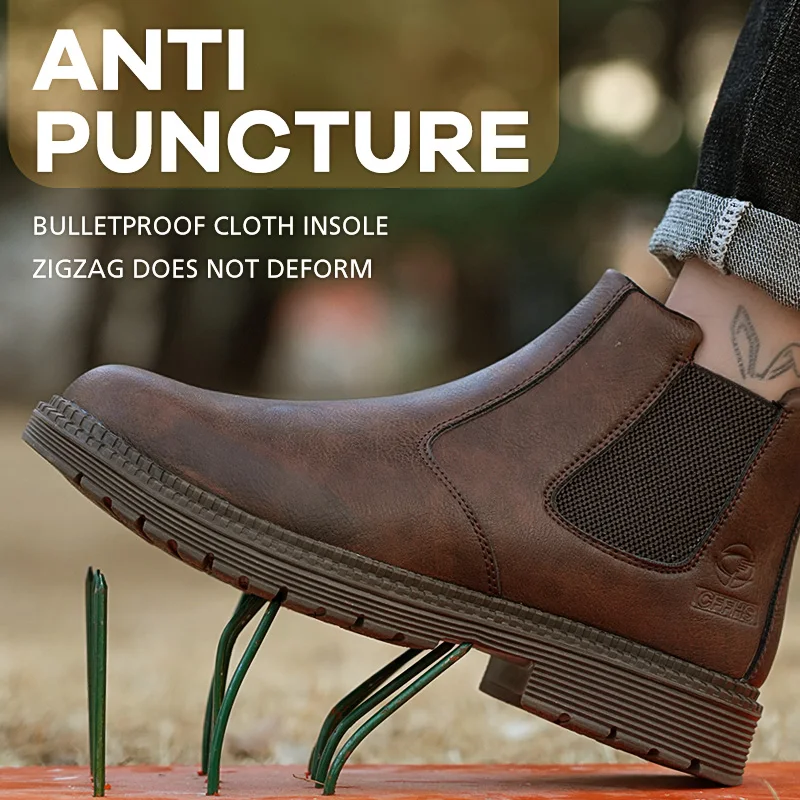Anti-smash and anti-puncture work shoes high top four seasons safety shoes image 4
