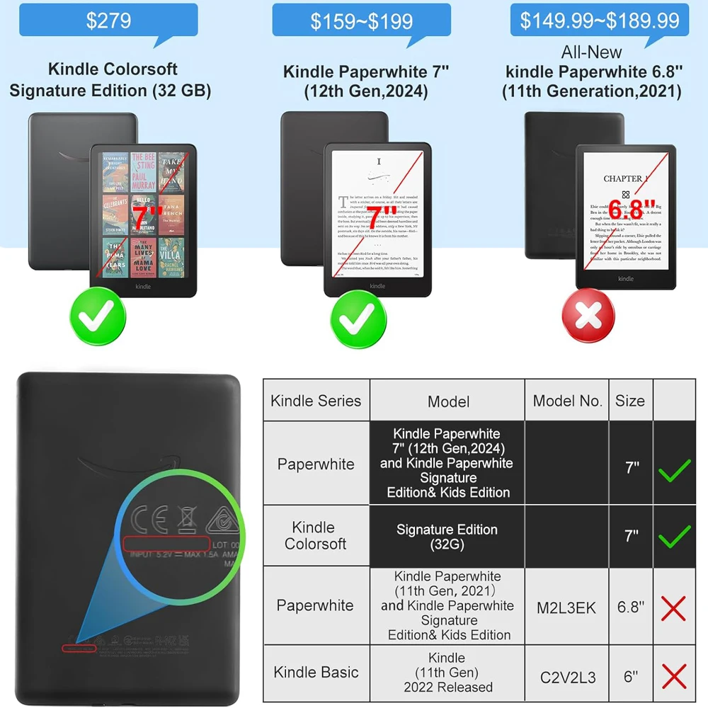 Soft Case for 2024 Kindle Paperwhite 12th Gen 7