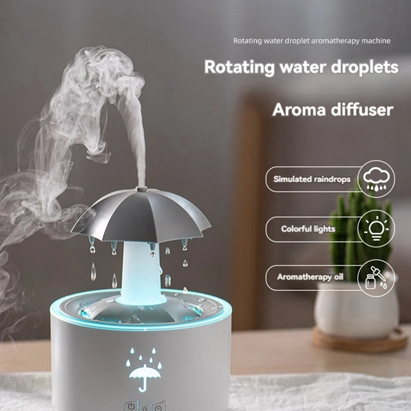 Raindrop Humidifier For Bedroom Large Room Air Humidifiers & Aromatherapy Diffuser Quiet Humidifier With Light