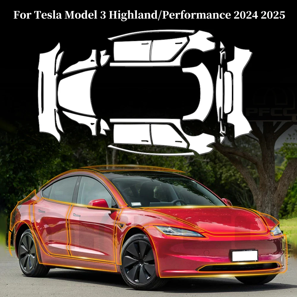 

Предварительно вырезанная защитная пленка из ТПУ 9 мил для Tesla Model 3 Highland 2024 2025 Performance, комплект прозрачного бюстгальтера с защитой от царапин и PPF