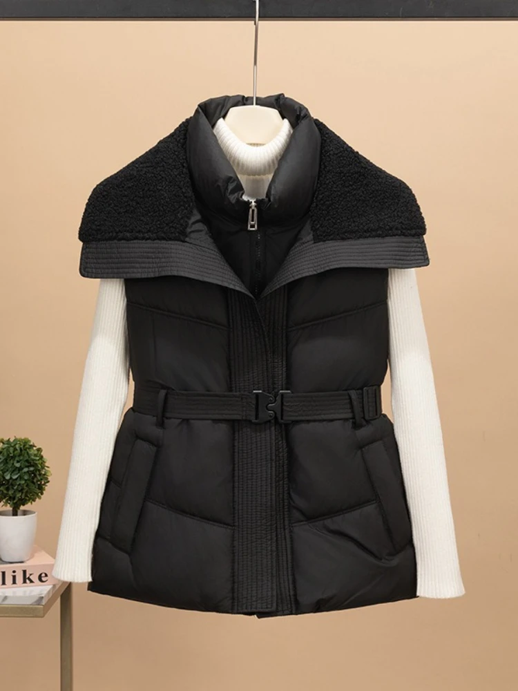 Nieuwe Dames Gewatteerd Puffer Vest Dikker Warme Winter Kapmantel Effen Kleur Mouwloos Gewatteerd Uitloper Cropped Button Zip Up Jas