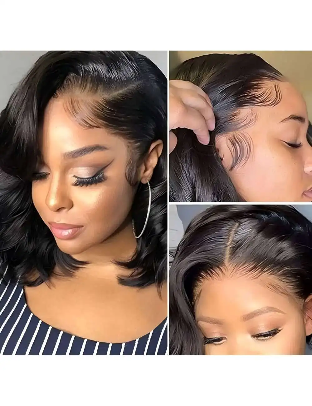 

Loose Wave BOB Front Wigs Human Hair 220 Density Glueless Wigs for Women 4x4 Lace Front Wigs Pre Plucked with Baby Hair