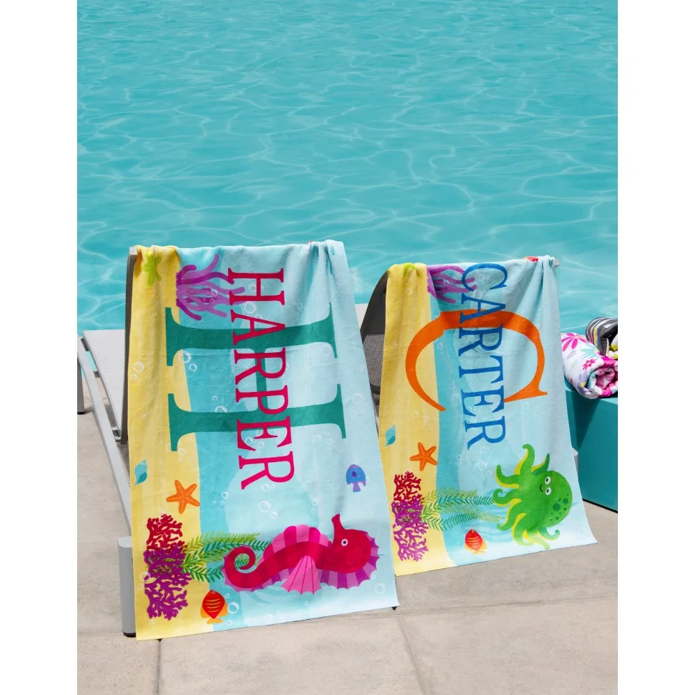 Personalized Kids Beach Towel-Fun Beach Designs - Gift For Girls Or Boys - Available In 3 Designs-Choose From 7 Sizes Wholesale view 5