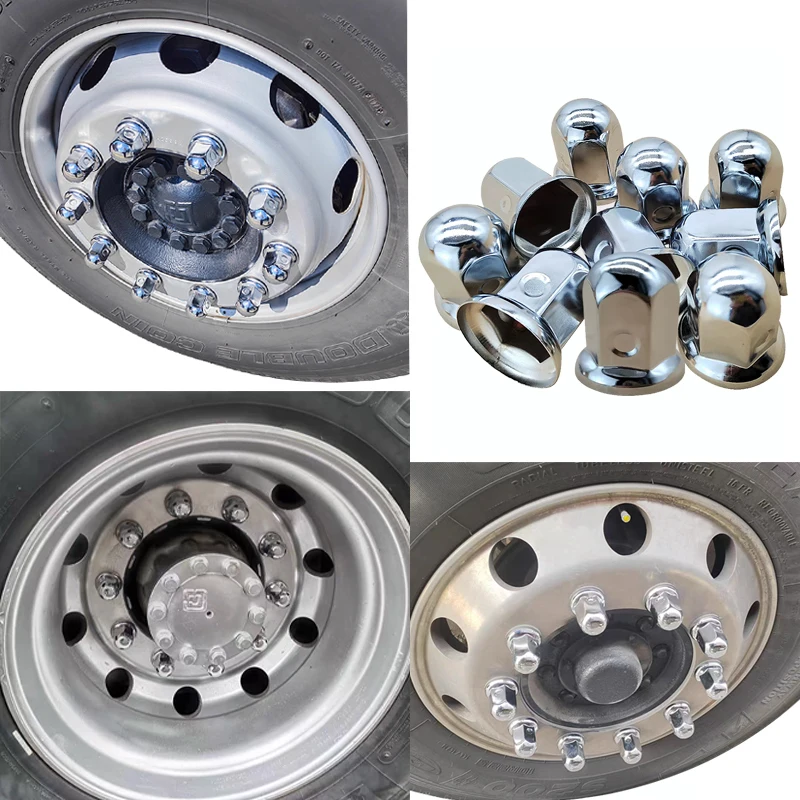 Radmutternabdeckungen, 33 mm, Metall, verchromt, universelle Bolzenkopfschutzkappe, externe dekorative Felgenschraube, LKW, Bus – Detail 1