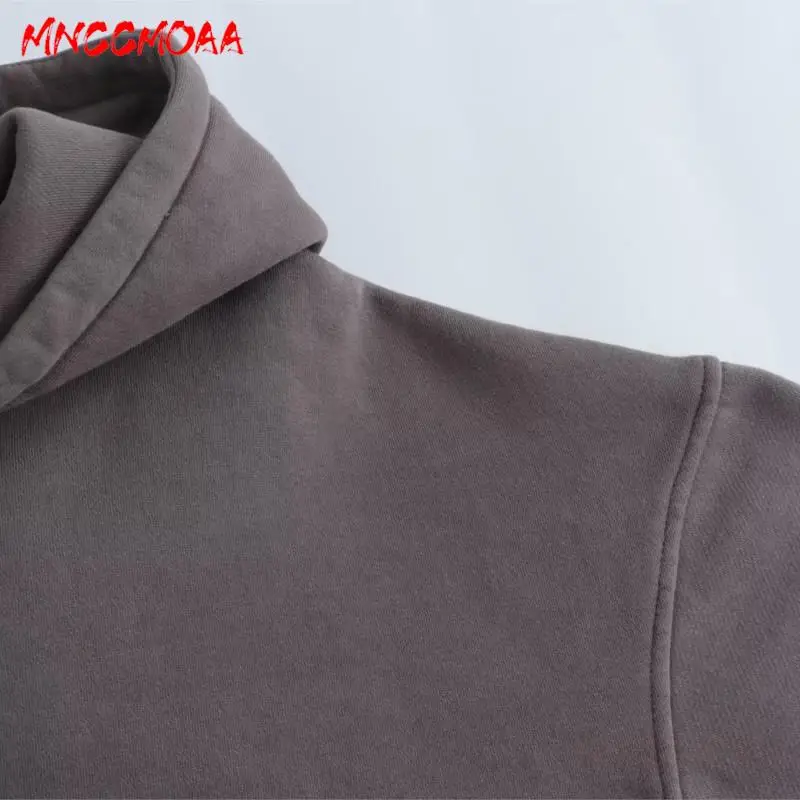 MNCCMOAA-Sweat à capuche zippé pour femme, poches à manches longues, vêtements d\'extérieur décontractés, ample, mode féminine, automne, hiver, 2024