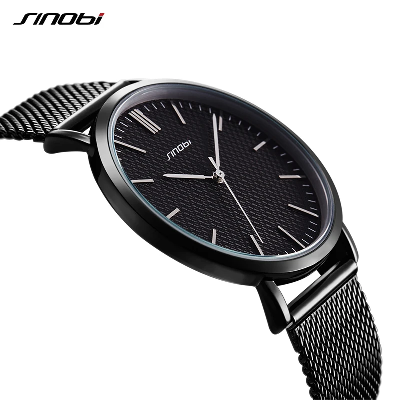 Sinobi Fashion Quartz Clock Business Men Watch Luxury Waterproof Steel Watches Brand Ultra Thin Wrist Watch Clock Reloj Hombre