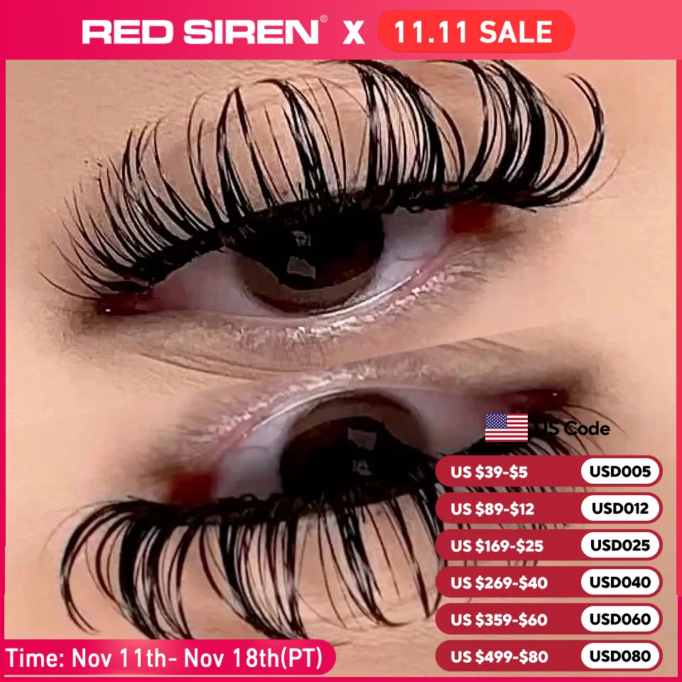 RED SIREN Wet Spike False Eyelashes New Design D Curl Russian Strip Lashes Wispy Volume Fluffy Spikey Eye Lashes