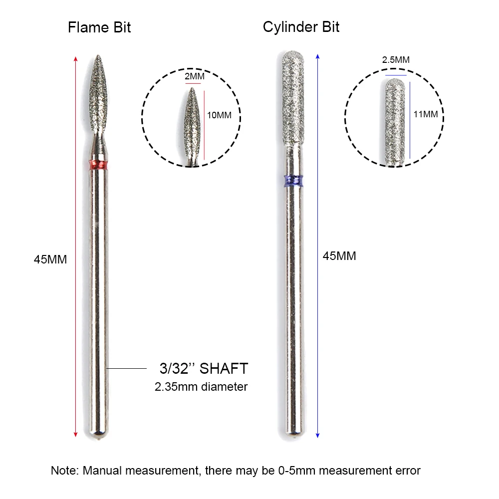 5/6개 다이아몬드 밀링 커터 큐티클 네일 드릴 비트 전동 매니큐어 드릴 페디큐어 밀링 비트 파일 네일 아트 액세서리 도구