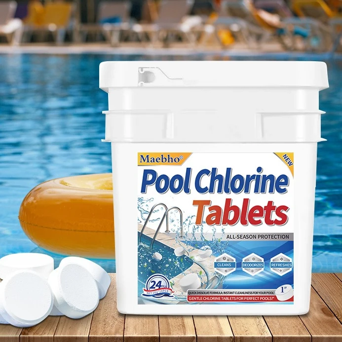 Swimming Pool Disinfectant Chlorine Tablets Water Cleaning and Descaling Tablets Trichloroisocyanuric Acid for Swimming Pools