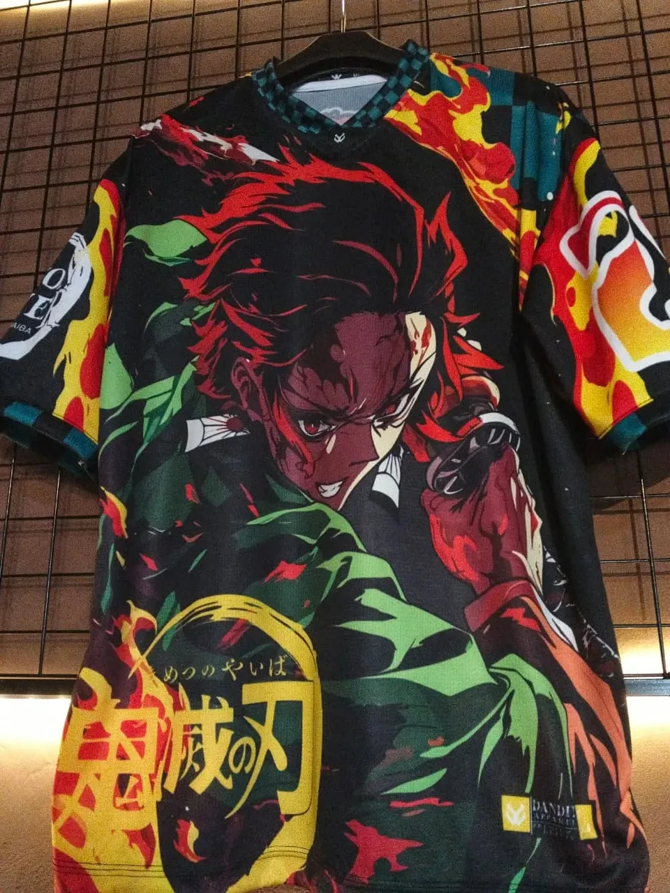 Demon Slayer Tanjiro Kamado 22 Jersey T-shirt, Men's Hinokami Kagura Flame Print Mesh Streetwear Tee, Anime Casual Hip Hop Top
