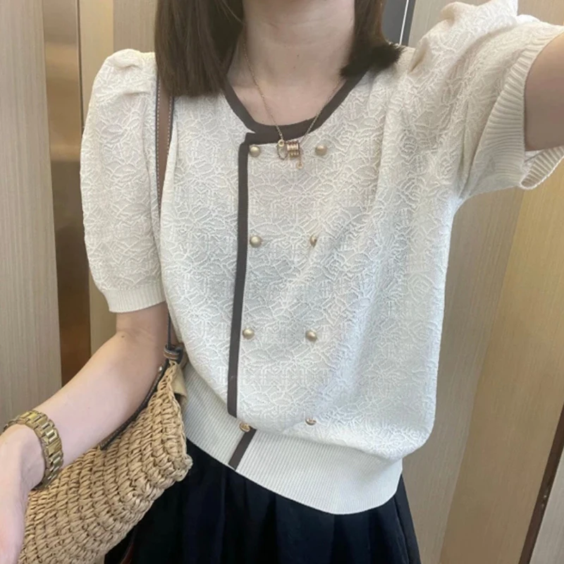 

Тонкий трикотаж Bubble Sve для похудения, летняя модная женская основа, Poetic Lin, корейский свободный крой, круглый, Ne ort...