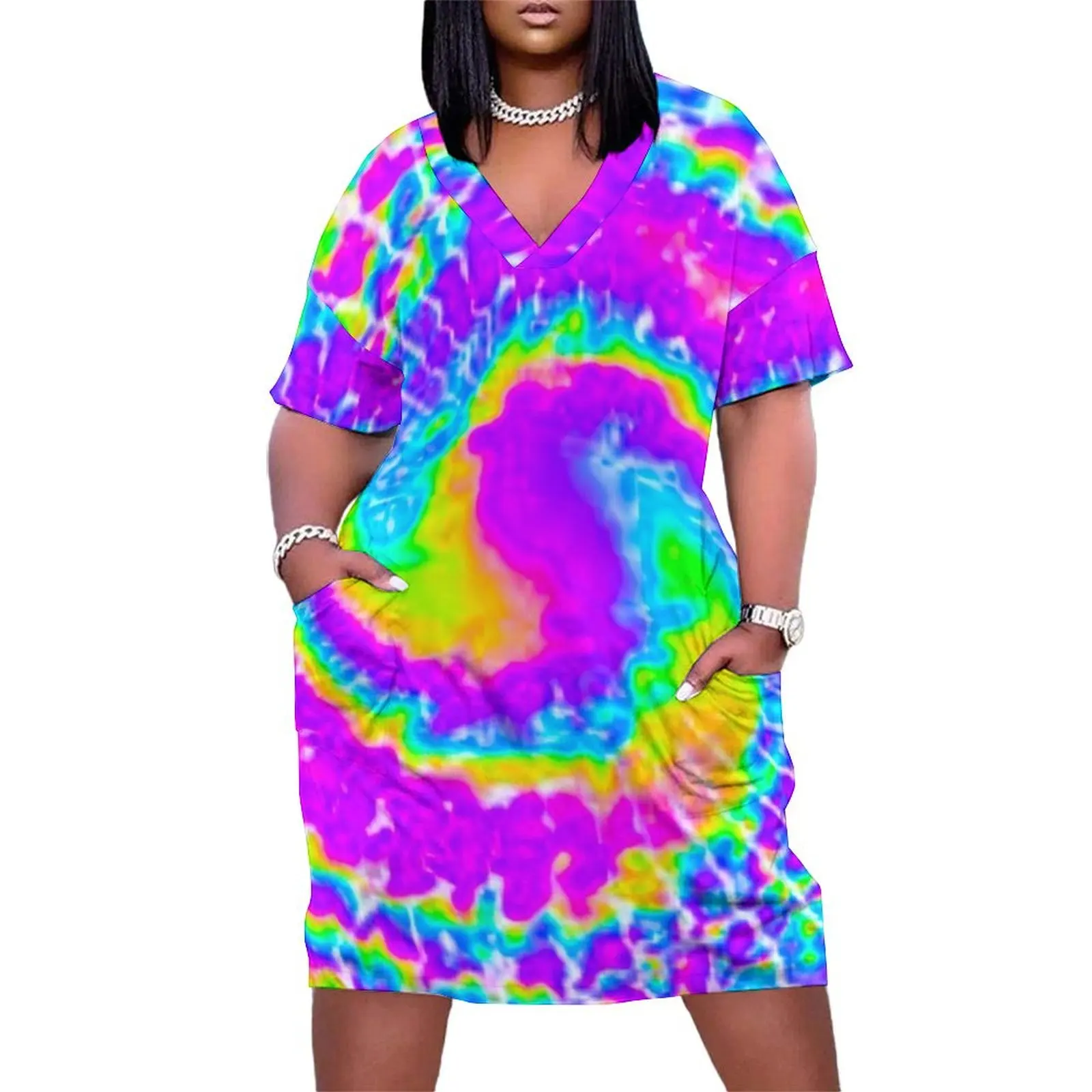 Purple Tie Dye is Life. Loose Pocket Dress women clothing 2024 new arrivals dresses summer dresses ladies 2024 summer