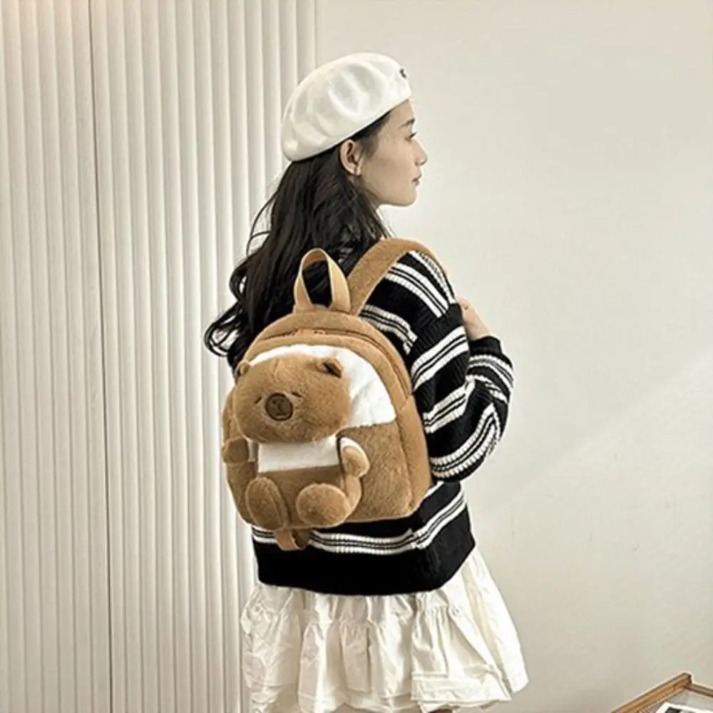 Big Capacity Capybara Plush Backpack Animal Cartoon Large Capacity Capybara Crossbody Bag Cotton Cute Capybara Plush Bag