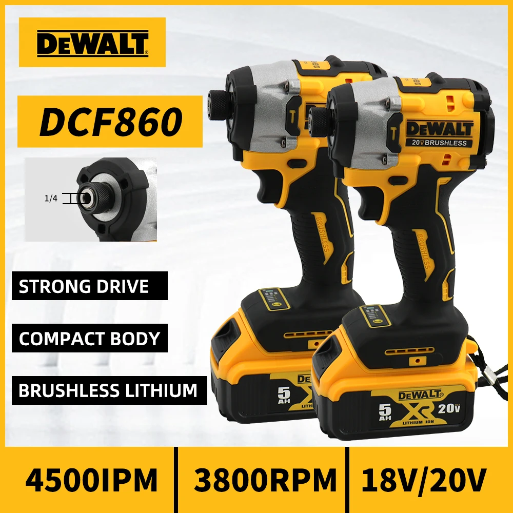 DEWALT DCF860 Cordless Driver Brushless  Motor Compact Impact Electric Drill Multifunctional Power Tools For 20V Lin-ion Battery