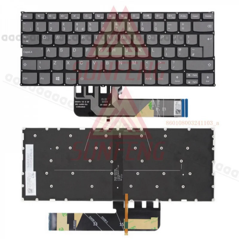 Teclado retroiluminado AZA+New UK QWERTY para ordenador portátil Lenovo ThinkBook 13s-IML 13s-IWL 14-IML 14-IWL Yoga 530-14IKB, teclado de repuesto
