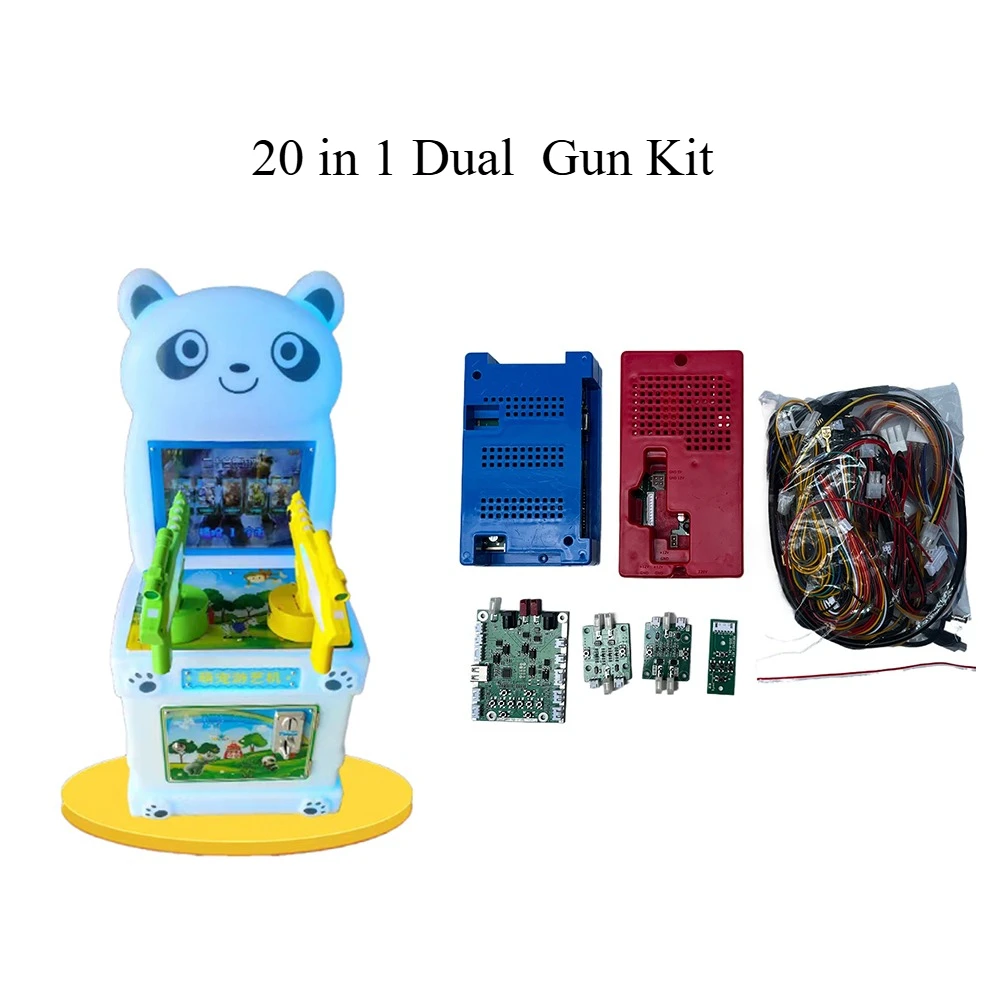

Castle Dual Gun Kit Arcade Video Shooting Coin Game 20 in 1 Diy Kit 2 Player Children Adult Simulator with Cable with Power Box