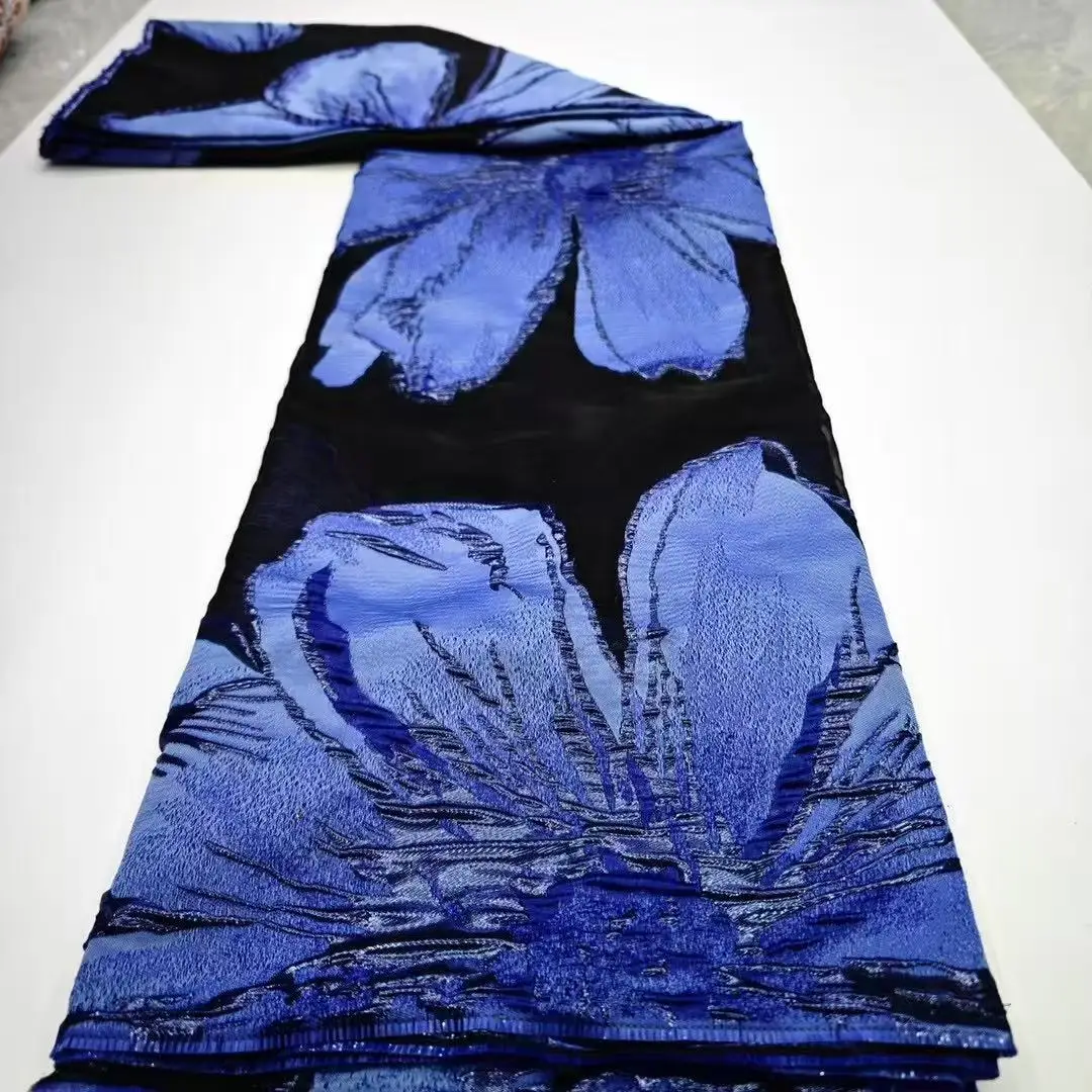 5 야드 나이지리아 고품질 2025 브로케이드 직물 아프리카 레이스 Tulle Brocade Jacquard for 웨딩 파티 드레스 패브릭