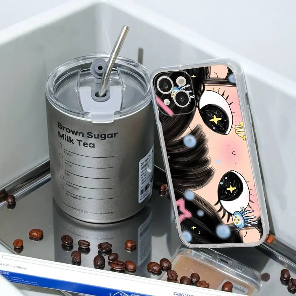 Kawaii Cute Black Big Eyes Cool Phone Case For IPhone 17 16 Plus Pro Max 15 14 13 12 11 Matte Colorful Covers - view 5