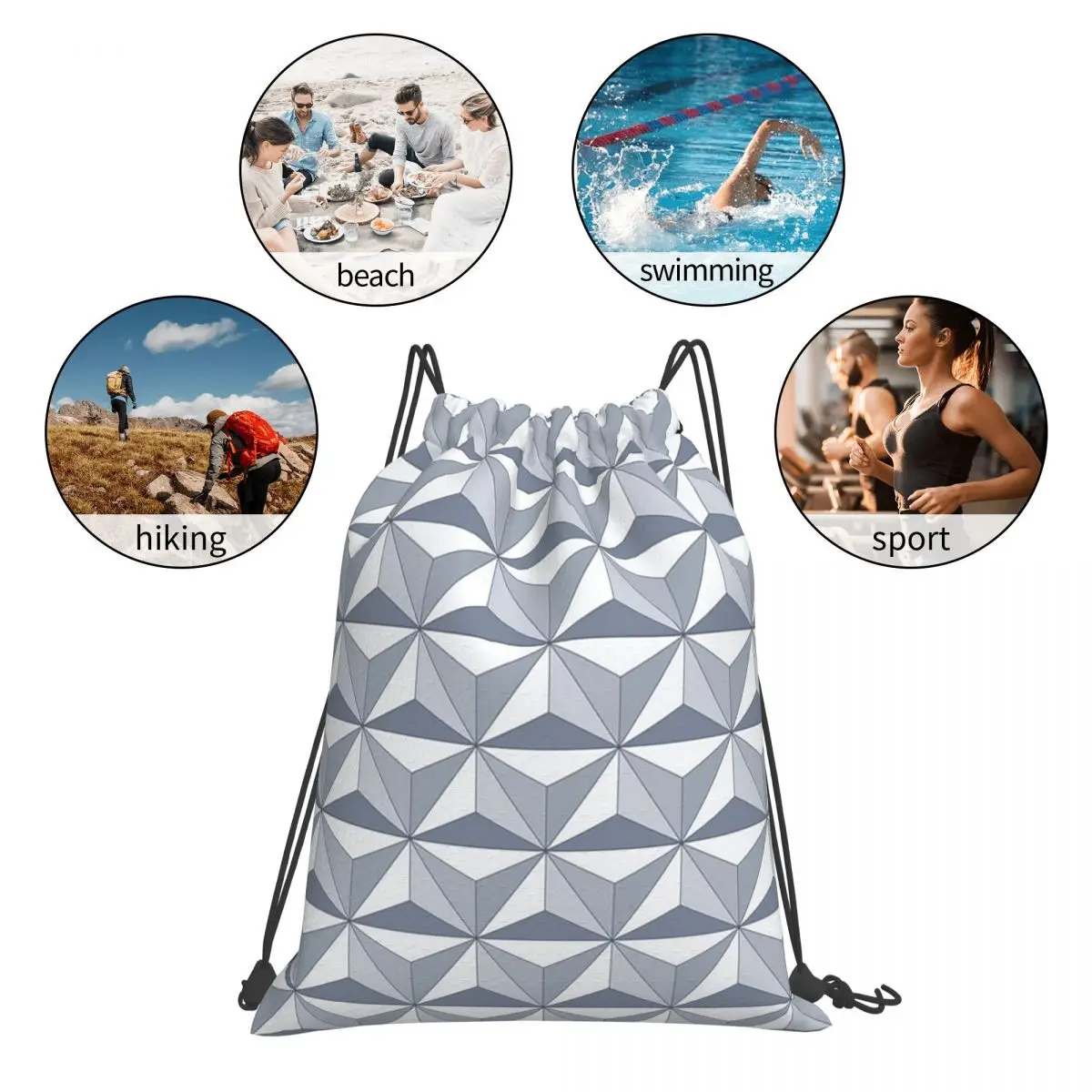 Geodesic Sphere, Natural Daylight Backpacks Casual Portable Drawstring Bags Shoes Bag Book Bags For Travel School