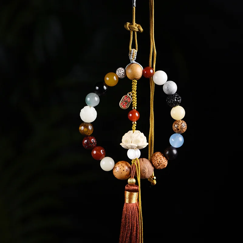 

Eighteen Seed Multi Treasure Bodhi Car Hanging Buddhist Beads Bracelet Sandalwood Cultural Jewelry Gift For Friends