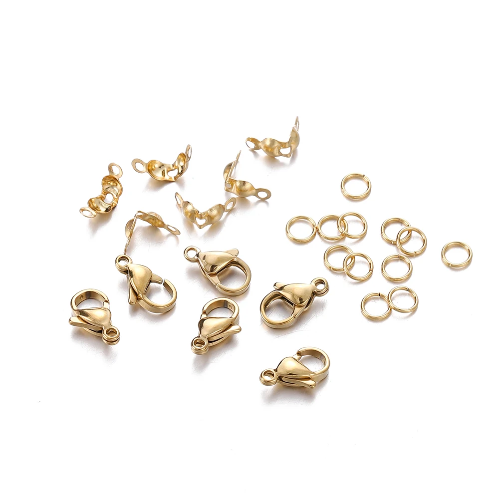 80Pcs/Set Stainless Steel Lobster Clasps Jump Rings Connectors