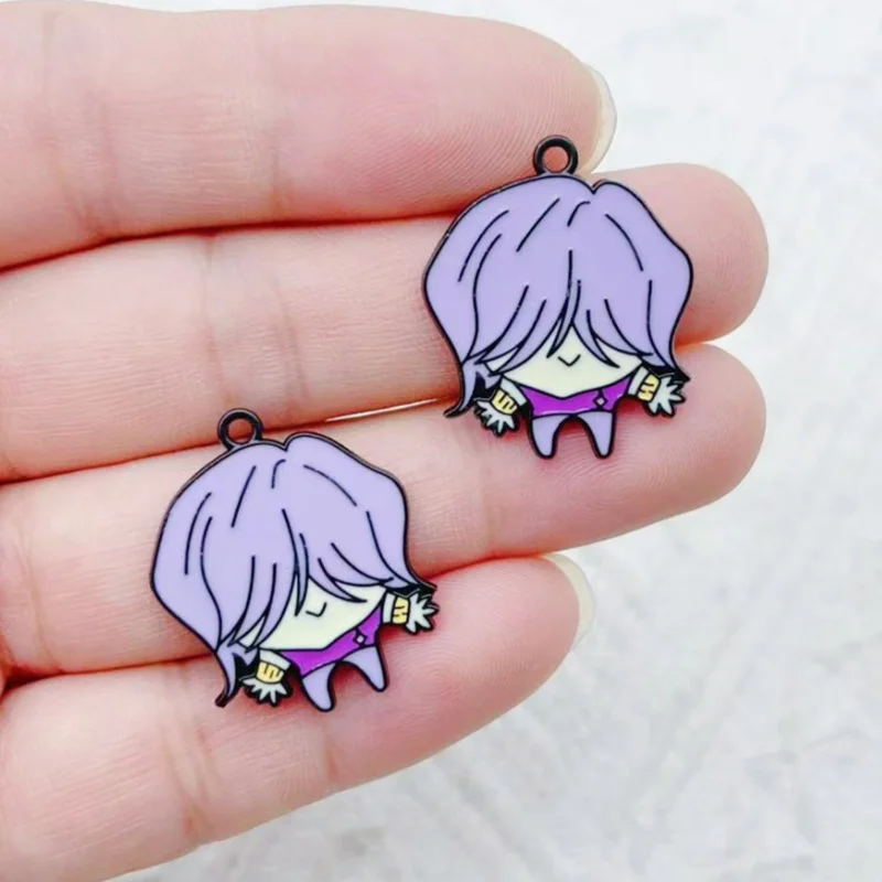 10 Uds. De accesorios de joyería con dijes de dibujos animados, fabricación Diy, collar esmaltado, pendiente, colgante, llavero, dije de aleación de Metal chapado en negro