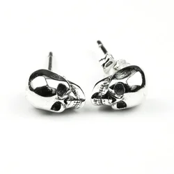 Real 925 Sterling Silver Skull Earrings Studs Set Small Rock Punk Gothic Vintage Jewelry For Men And Women Brinco Masculino