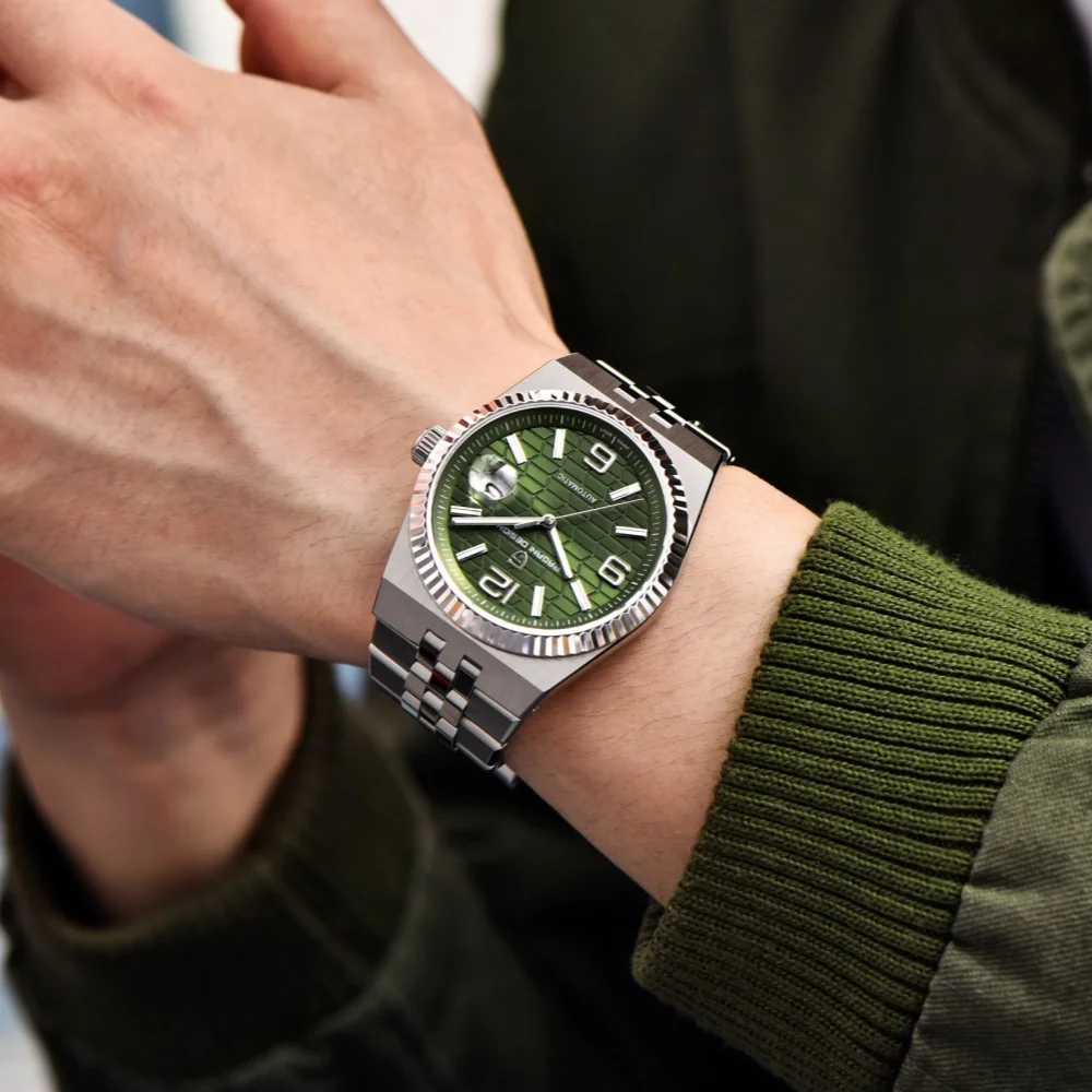 PAGANI DESIGN 2025 ساعة ميكانيكية جديدة للرجال ميوتا 8215 ريترو الأعمال الياقوت الزجاج مضيئة الفولاذ المقاوم للصدأ Reloj Hombre