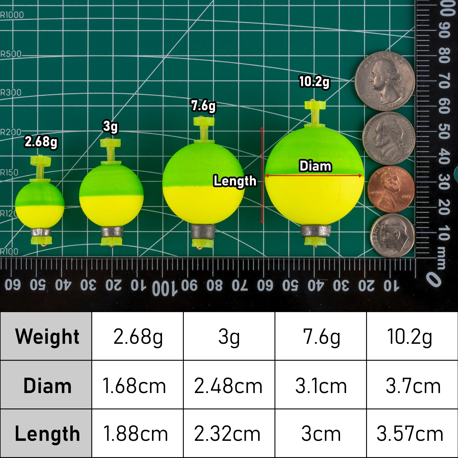 5 stücke Angeln Schaum Float Gewichtete Runde Form Boje Bobber EVA Schaum Strike Indikatoren für Bottom Rig Bass Catifsh Crappie forelle – Detail 1