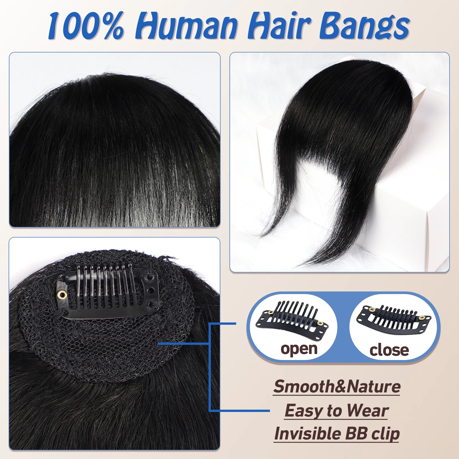 100% شعر بشري أسود مع سوالف مشبك في وصلات الشعر للارتداء اليومي شعر بشري بلانت قص Wispy هامش هيربيسي