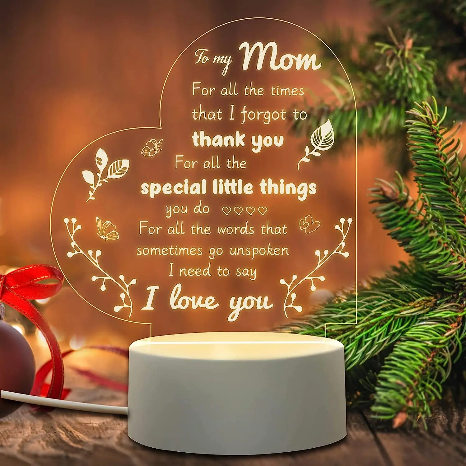 1pc You Mean the World to Me Acrylic Night Light - Perfect Gift for Mom on Mothers Day and Birthdays