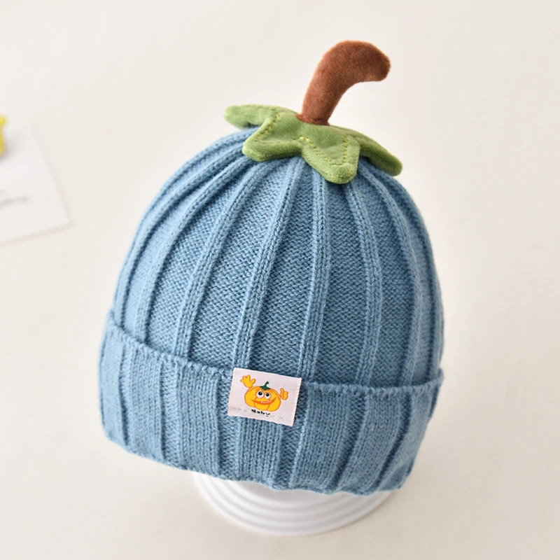 Winter Baby Knitted Hat Cute Pumpkin Toddler Beanies 6-36 Months Boy Girl Thick Woolen Warm Crochet Bonnet Children Pullover Cap, image 8