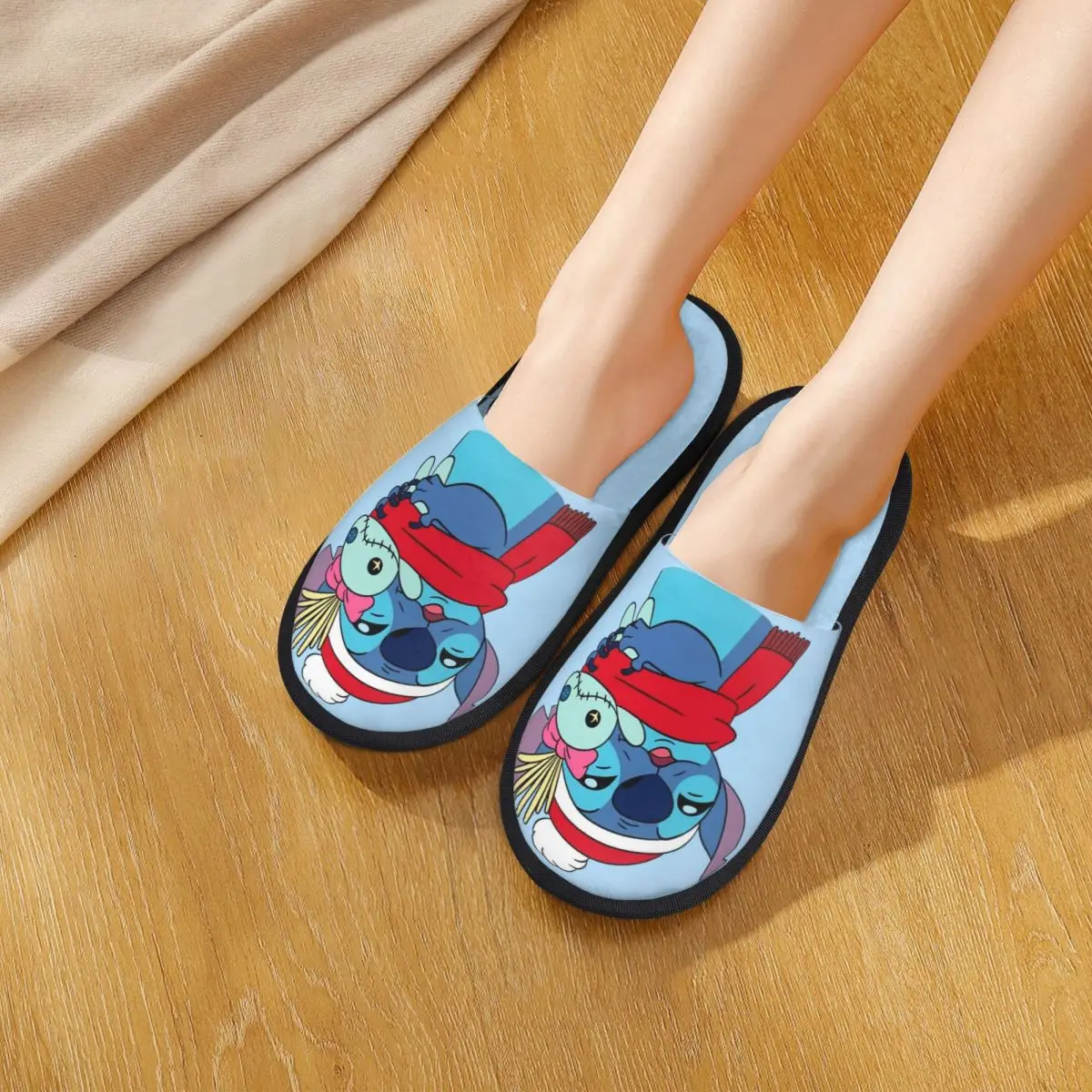 كارتون عيد الميلاد لطيف أنيمي شبشب منزل غرزة داخلية لينة المنزلية الفراء الشرائح النعال عدم الانزلاق #5