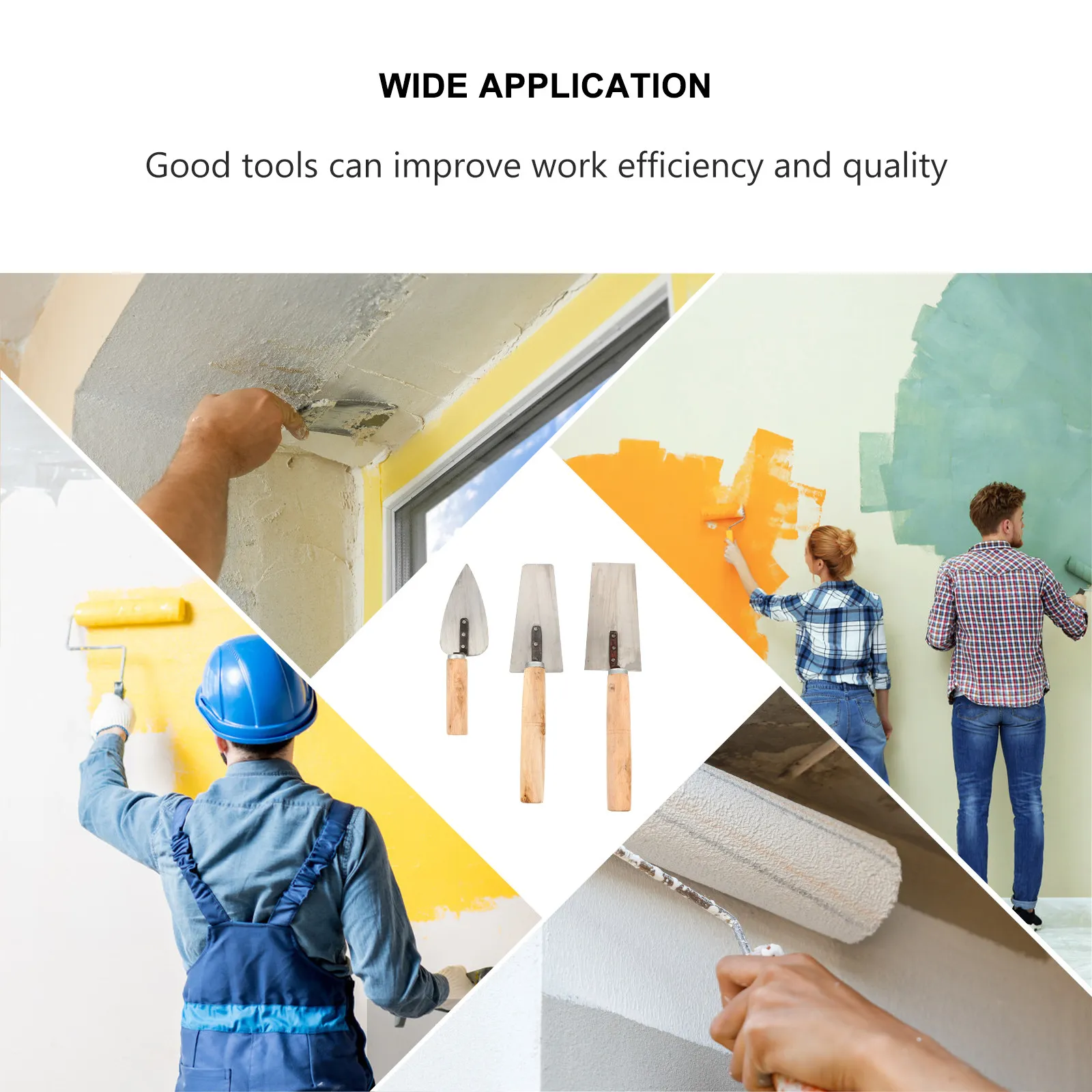 

Набор шпателей для штукатурки из нержавеющей стали с деревянной ручкой, профессиональный, для строительных работ, выравнивания и формирования цементных растворов