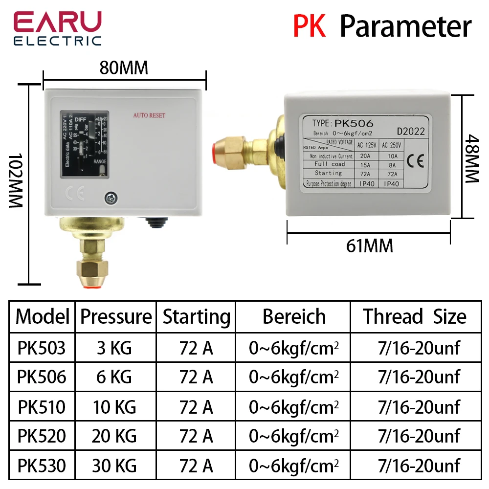 KP1-36 PK503-530 Electronic Pressure Controllwer Switch Water Pump KP36 Pressure Controller Pressure Switch Eletronic 24V~380V