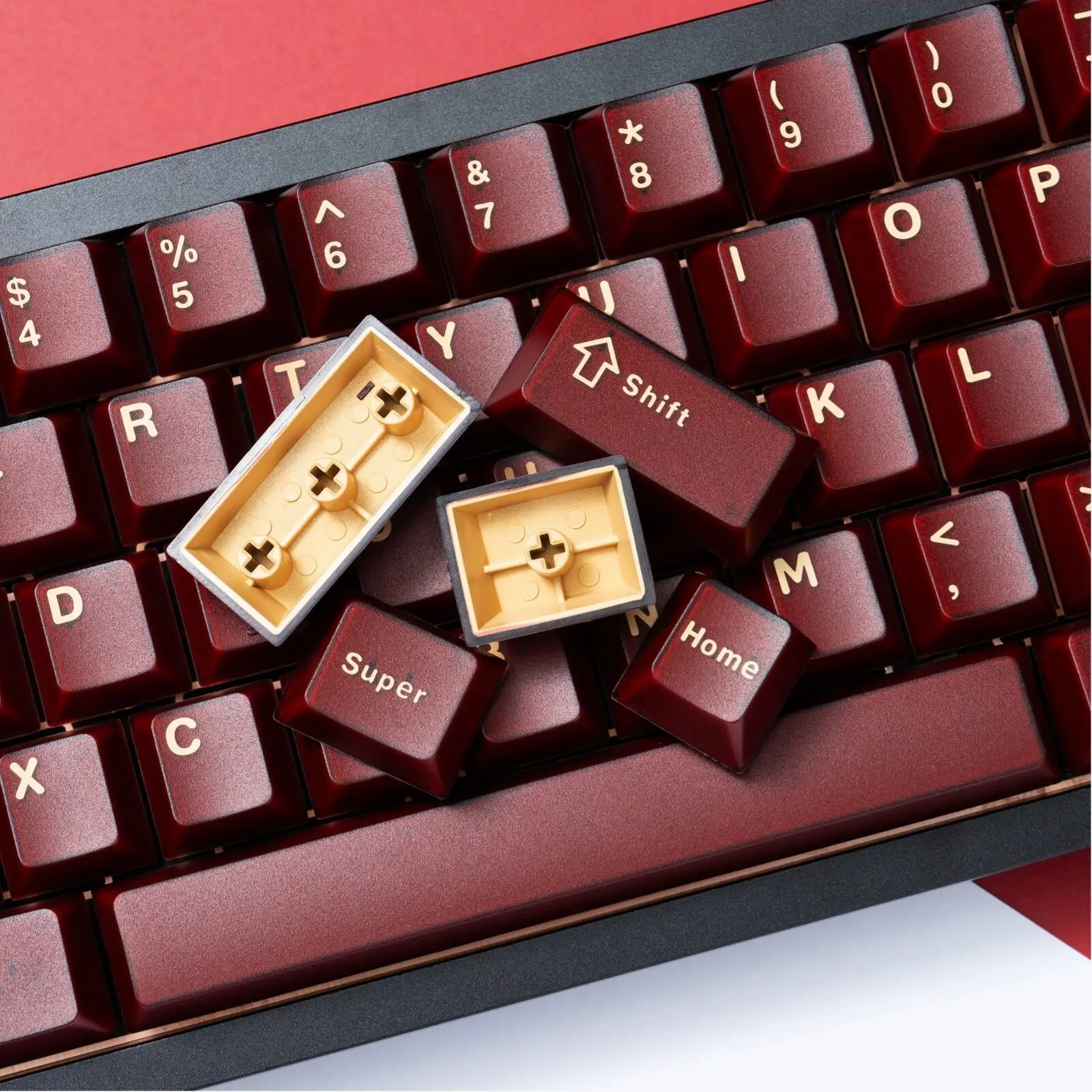 Red keycap personalized trend ABS red semi-transparent keycap, two-color, original height