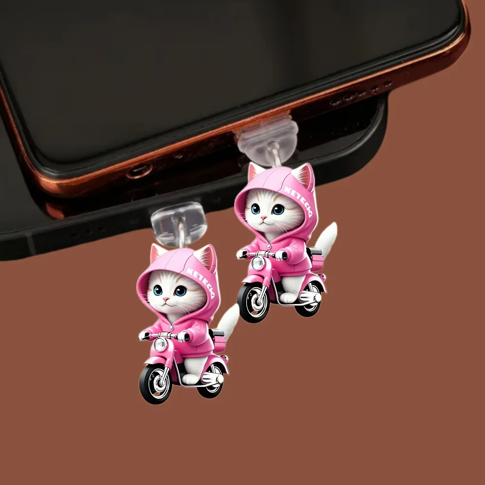 Cat Phone Dust Plug Compact Acrylic Phone Pendant Type-C Dust Plug High Quality Iphone Connector Dust Plug For Iphone Android