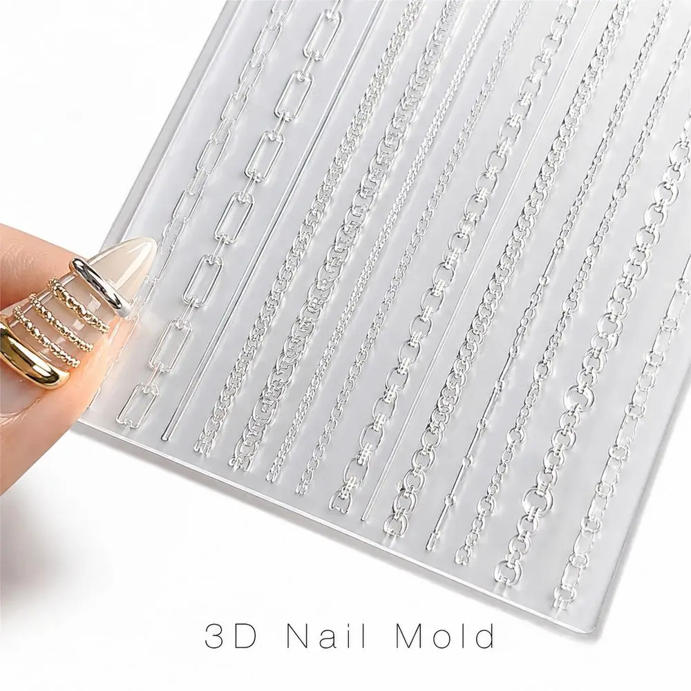 1Pc Silicone Chain Nail Mold Re‑usable 3D Chain Pattern Nail Art Mould DIY Manicure Jewelry Making Decoration Accessory Tool