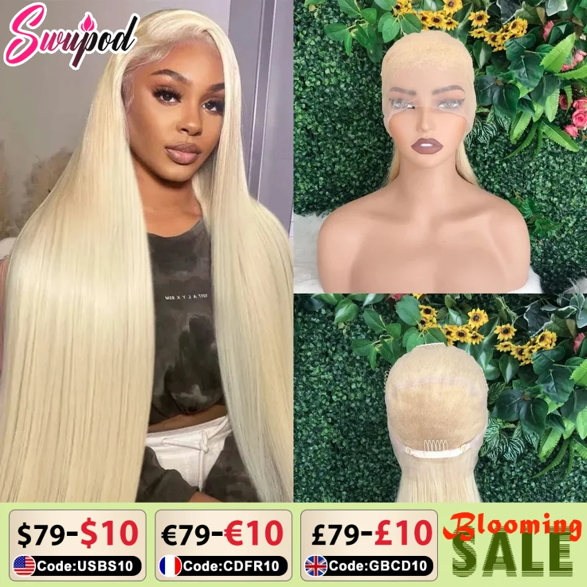 Full Wig 100% Human Hair 250 Density 613 Blonde Preplucked Straight Full Human Hair Wig Real Glueless Hd Lace Frontwig