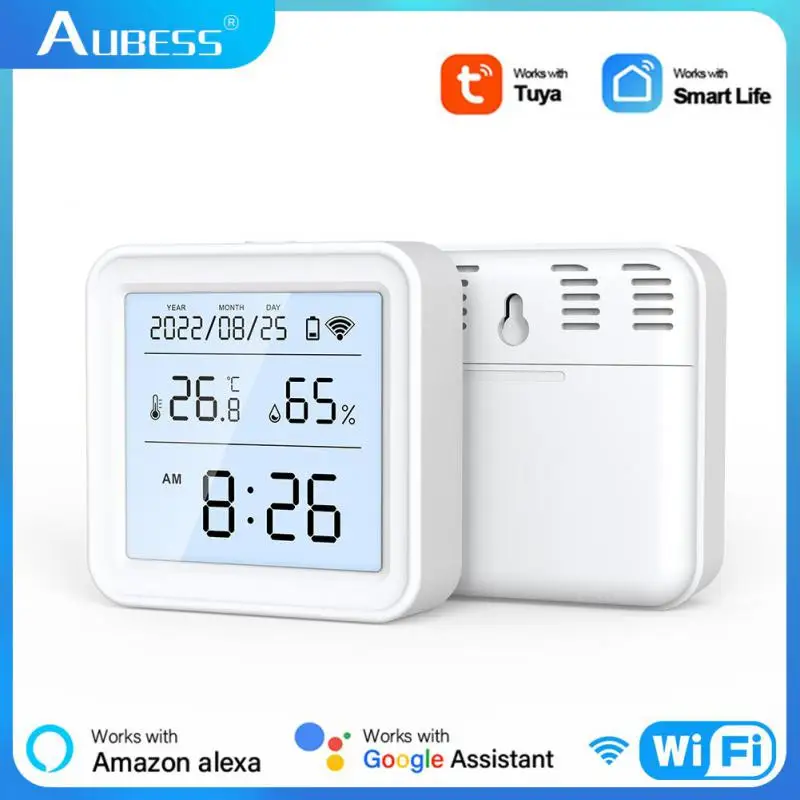 

Aubess Tuya WiFi Temperature Humidity Sensor With LCD Screen Display Smart Voice Worke With Alexa Google Assistant Smart Life