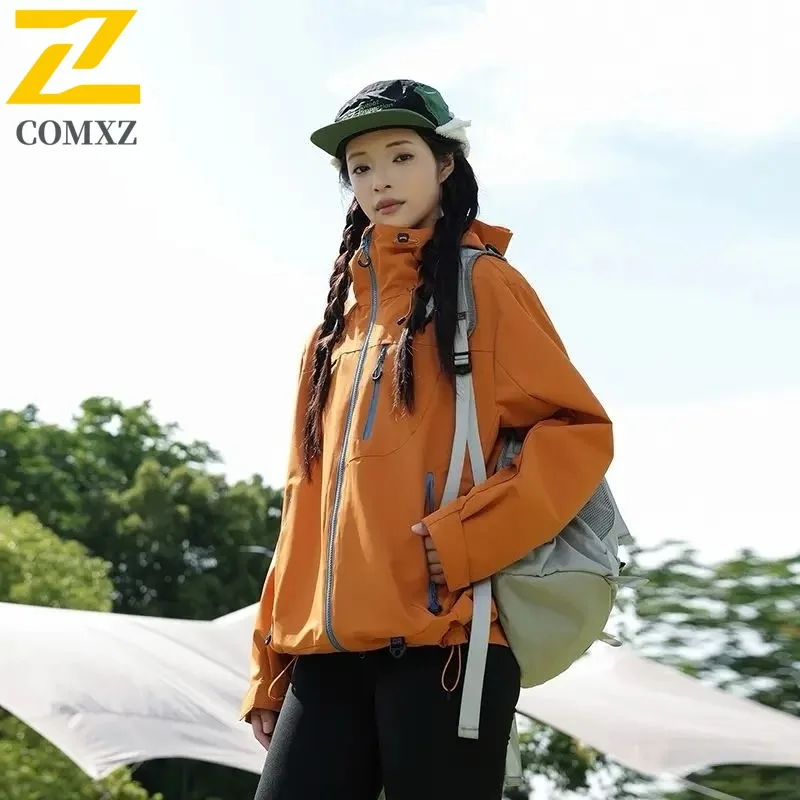 

COMXZ Мужская куртка с капюшоном для приключений на открытом воздухе, многофункциональное легкое пальто, украшение на молнии, ветрозащитное мотоциклетное пальто для кемпинга
