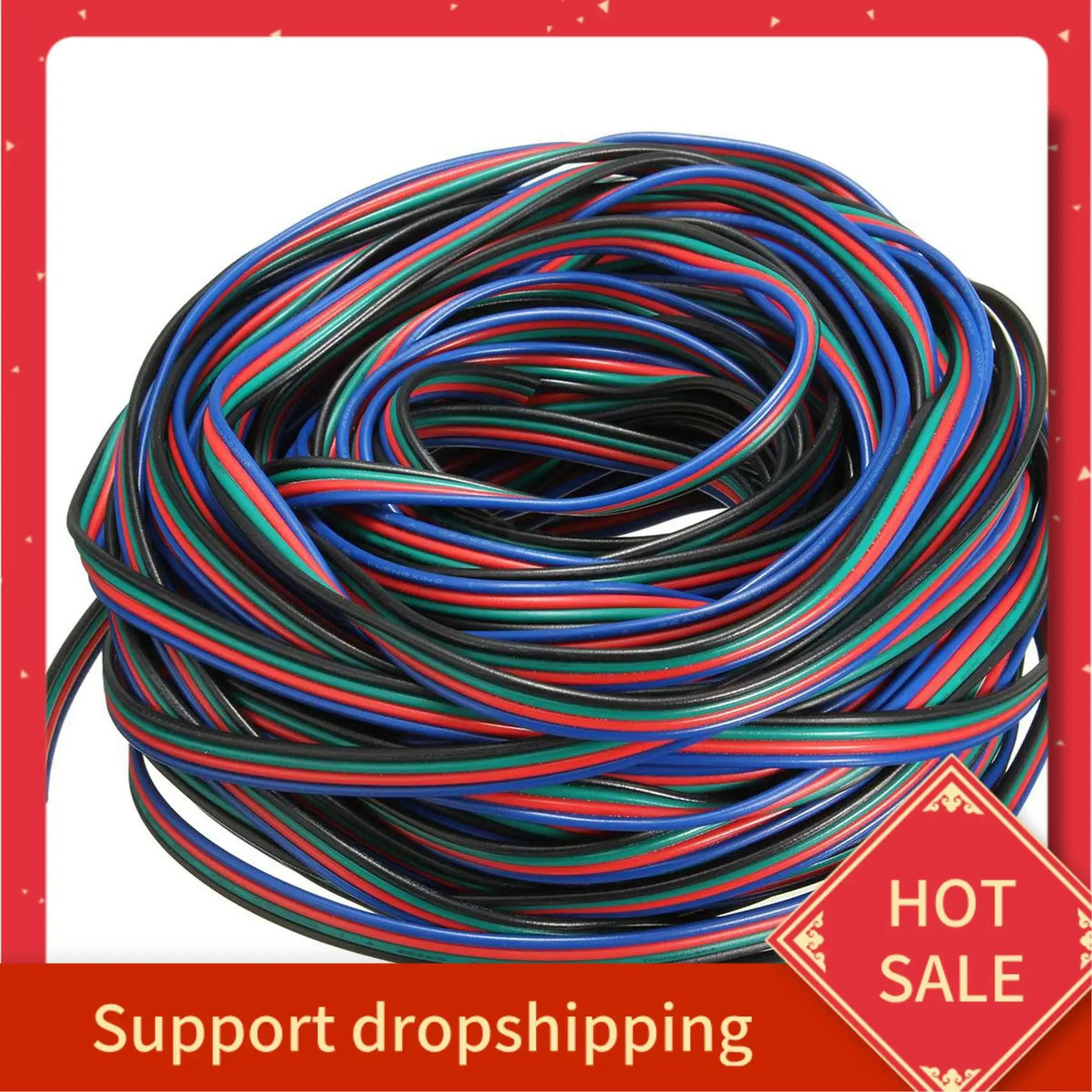 

B44C 2X 4 Pin Wire Extension Connector Cable Cord For LED RGB Strip 3528 5050 Connector Colourful 5M