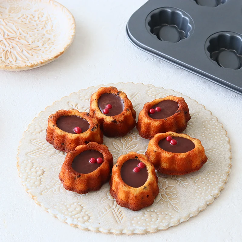 

6 Cavity Flower Carbon Steel Cake Mold Madeleine Muffin Cake Pan Jam Sandwich Egg Tart DIY Cooking Mold Kitchen Utensils