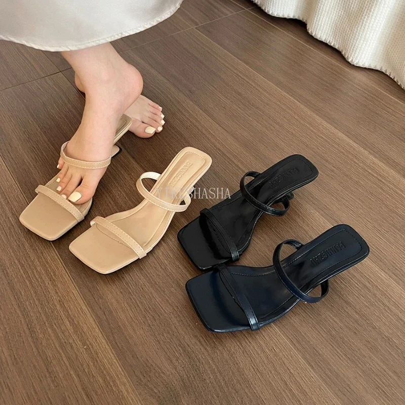 Zomer Vrouwen Slipper Mode Smalle Band Platte Dia 'S Dames Elegante Feestjurk Sandalias Schoenen Luxe Sandalen Vrouwen Designers