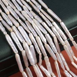 Natural Freshwater Pearls Silvery Irregular Elongated Shapes Pearl Jewelry Making DIY Necklaces Bracelets Accessories Gifts