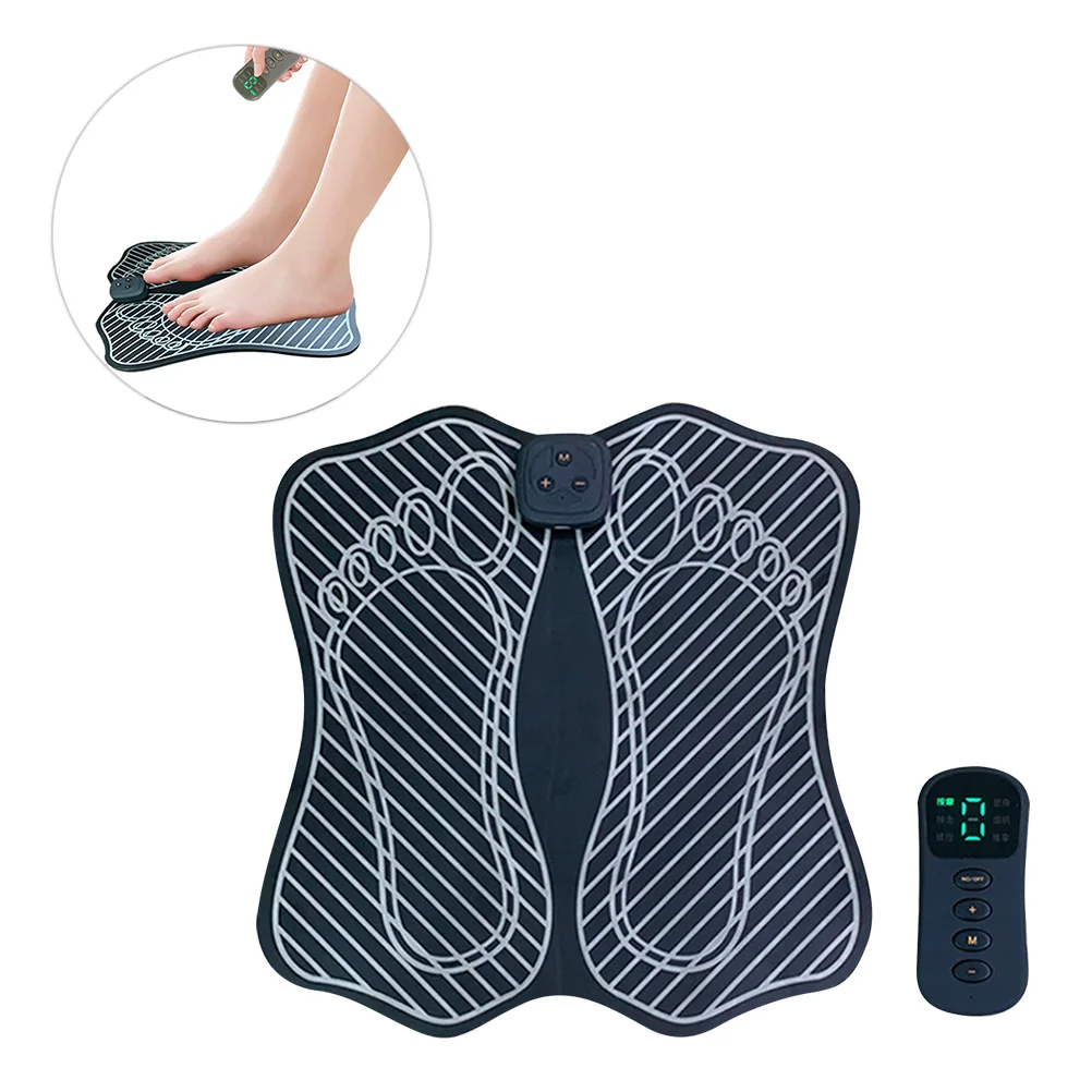 

Remote Control Foot Pad Massage Cushion Black Charging Pedicure Machine Physiotherapy Massager 6 Modes 9 Strengths Smart