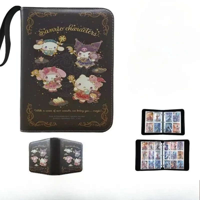 Sanrio kuromi minha melodia pochacco livro de cartão de desenho animado quatro quadrados nove grades grande capacidade livro de armazenamento de cartão de captação pu à prova d'água